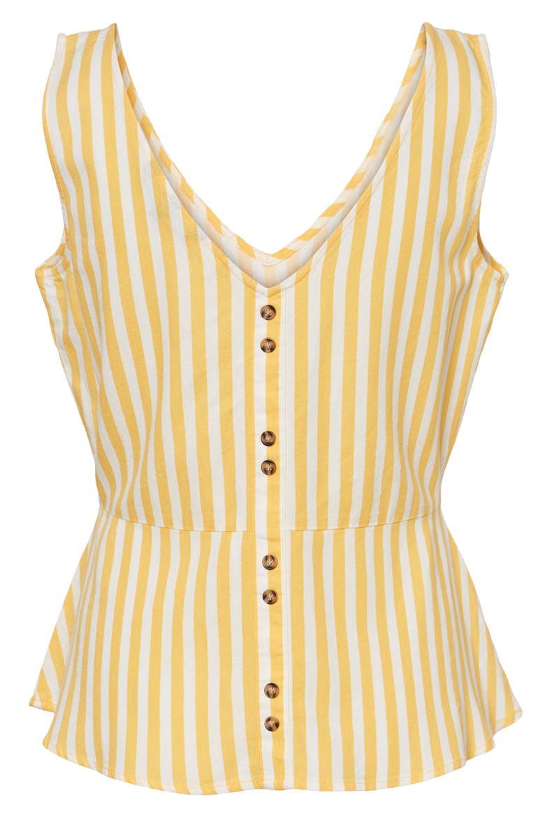Helenmilo Stripe Linen Blend Sleeveless Top, Alternate, color, BANANA CREAM STRIPE