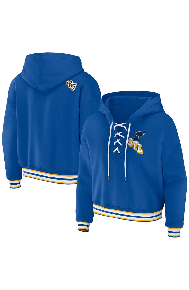 WEAR by Erin Andrews Women's WEAR by Erin Andrews Blue St. Louis Blues Lace-Up Pullover Hoodie, Main, color, Blue