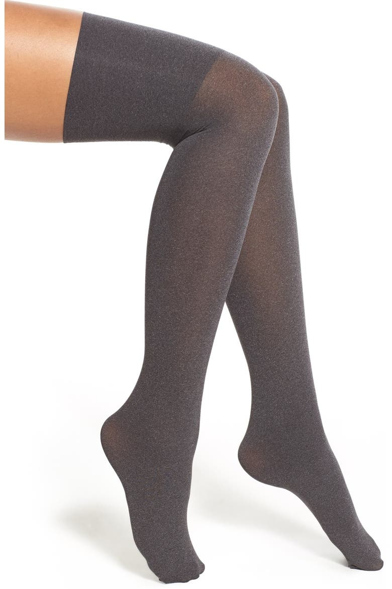 Microfiber Over the Knee Boot Liners, Main, color, GREY HEATHER