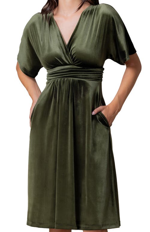 Kiyonna Angelic Velvet Cocktail Dress In Olive
