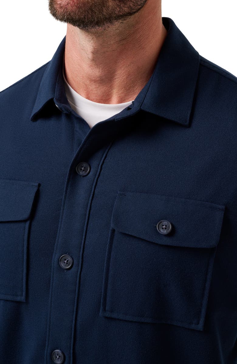 TravisMathew Wanna Bet Stretch Poplin Button-Up Shirt Jacket, Alternate, color, Total Eclipse