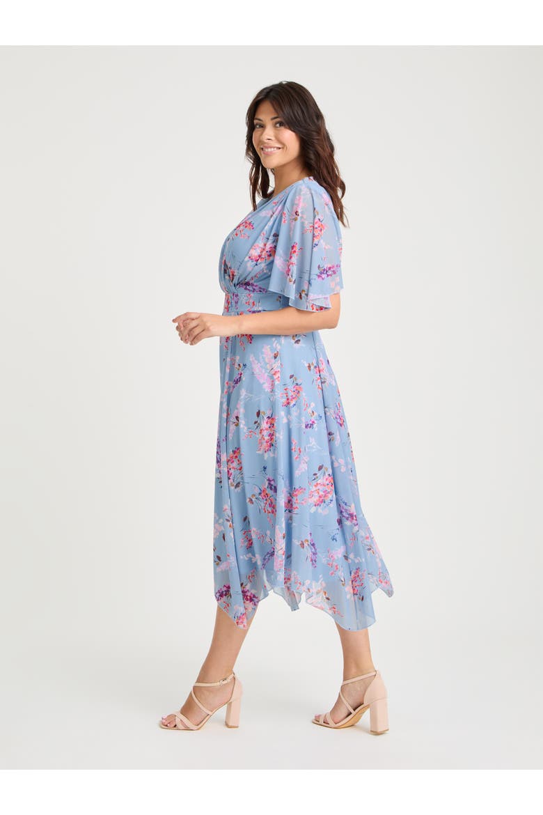 Julie Floral Hanky Hem Dress, Alternate, color, Blue Multi