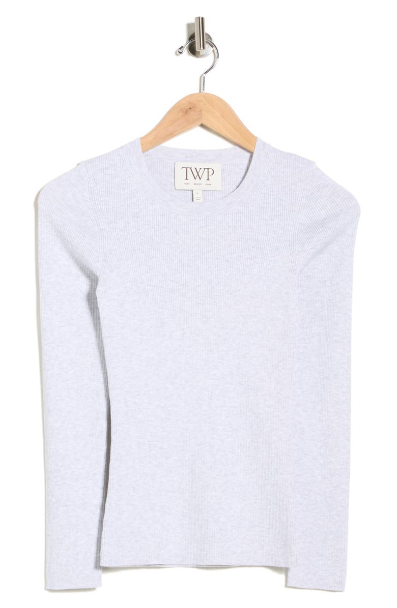 TWP Rib Knit Sweater, Alternate, color, White Heather Grey