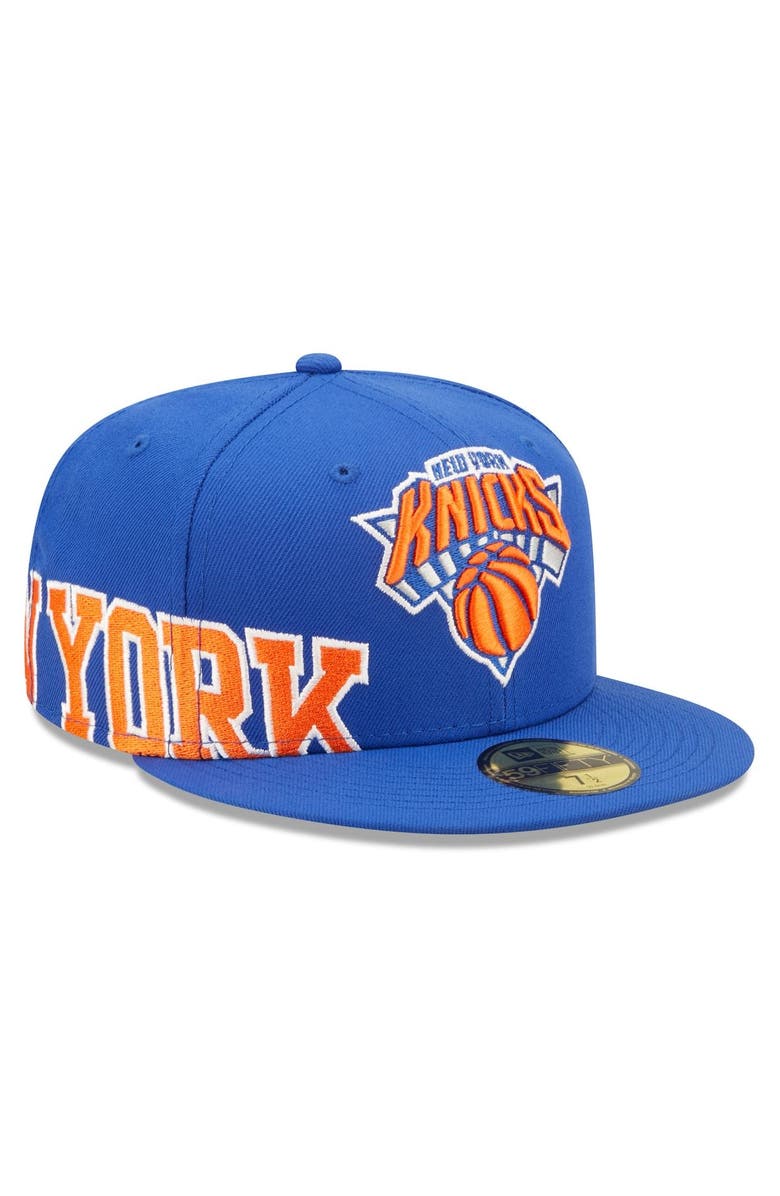 New Era Men's New Era Blue New York Knicks Side Split 59FIFTY Fitted Hat, Alternate, color,