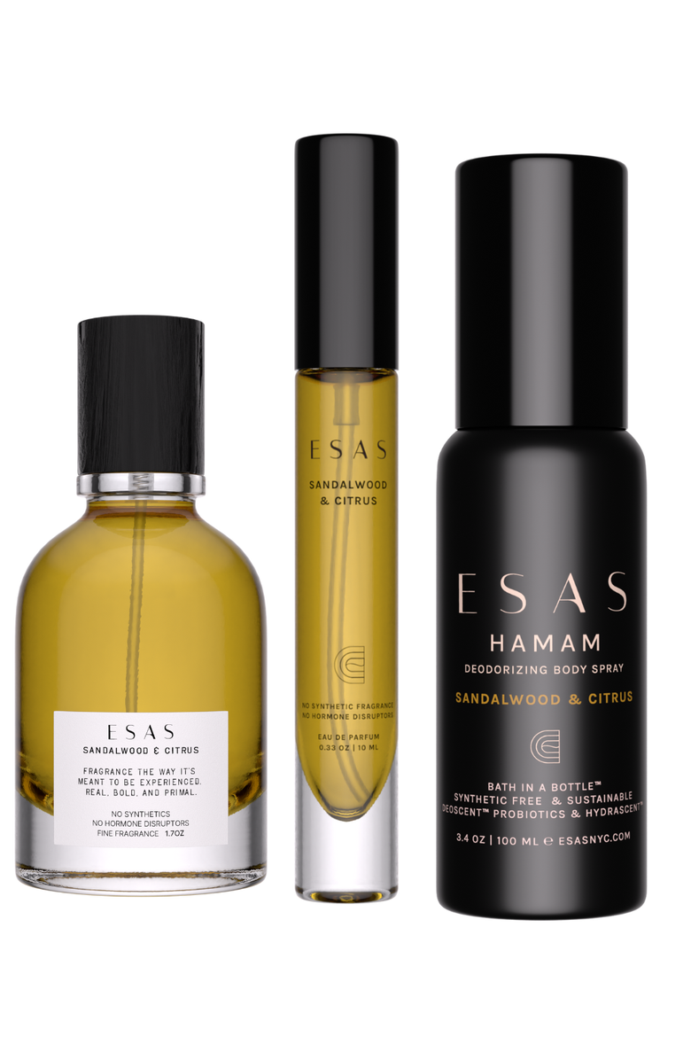 Esas NYC Sandalwood & Citrus Organic Eau de Parfum Gift Set, Main, color, Yellow