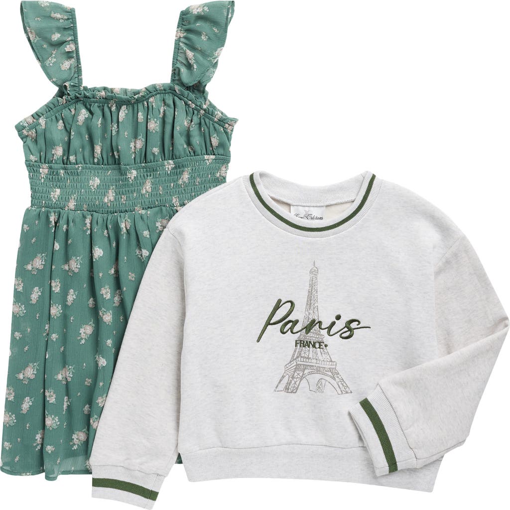 Rare Editions Kids' Paris Sweatshirt & Dress Set In Multi