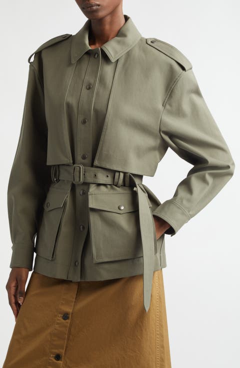 Belted Cotton Military Jacket