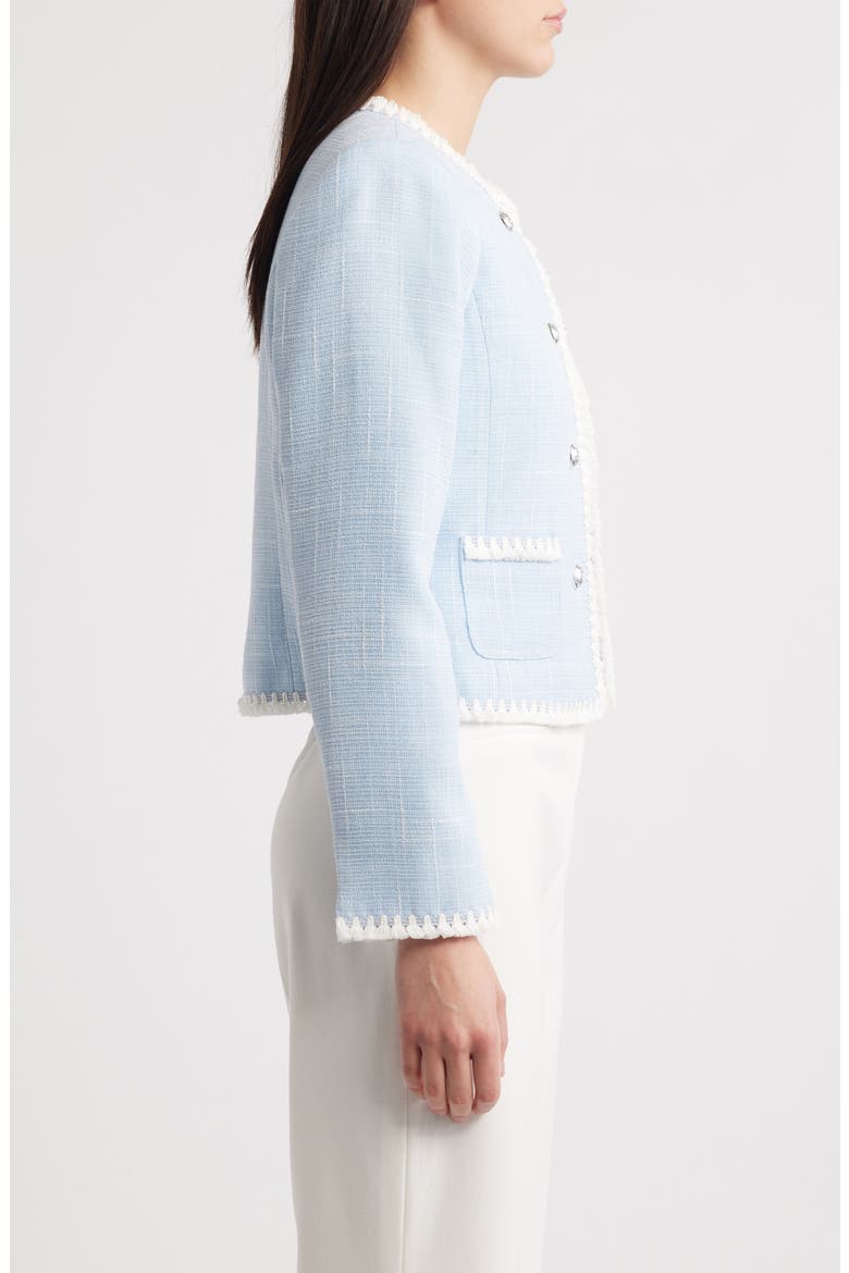 Bouclé Crop Jacket, Alternate, color, ICE BLUE