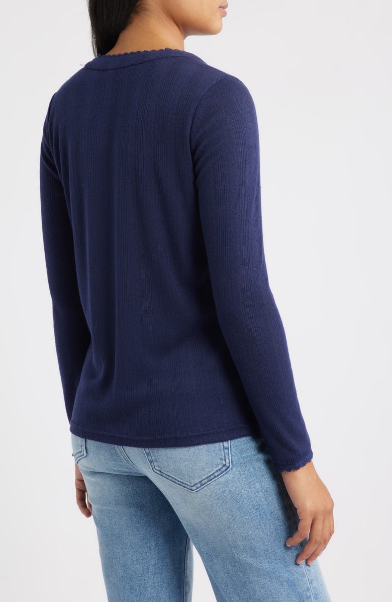 GIBSONLOOK Ava Lace Henley Top, Alternate, color, Evening Blue