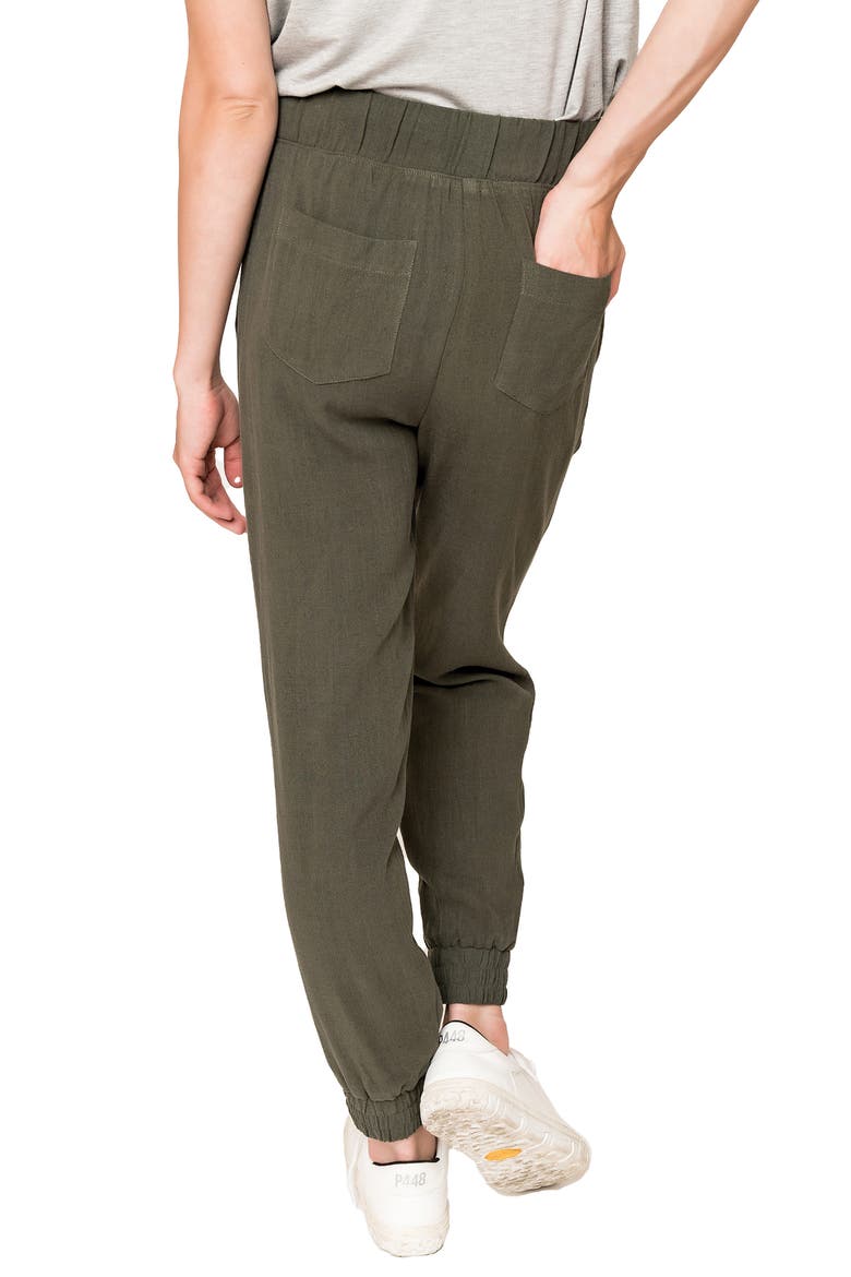 Linen Joggers, Alternate, color, OLIVE