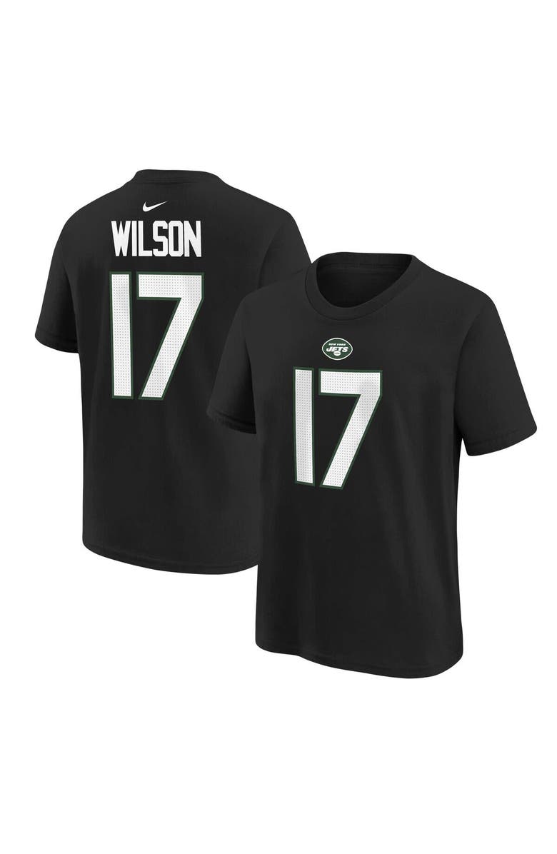 Nike Preschool Nike Garrett Wilson Black New York Jets Player Name & Number T-Shirt, Main, color, 