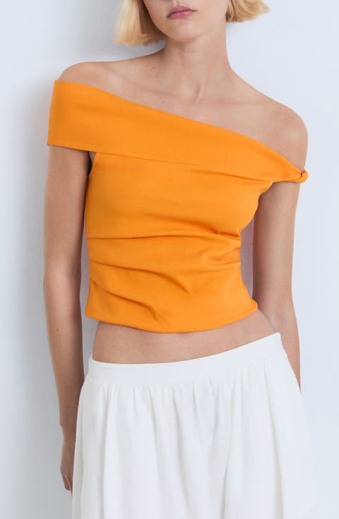 Pleated One-Shoulder Top