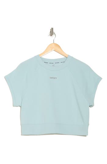 Shop Dkny Mini Stud Logo Raglan Pullover Top In Mineral