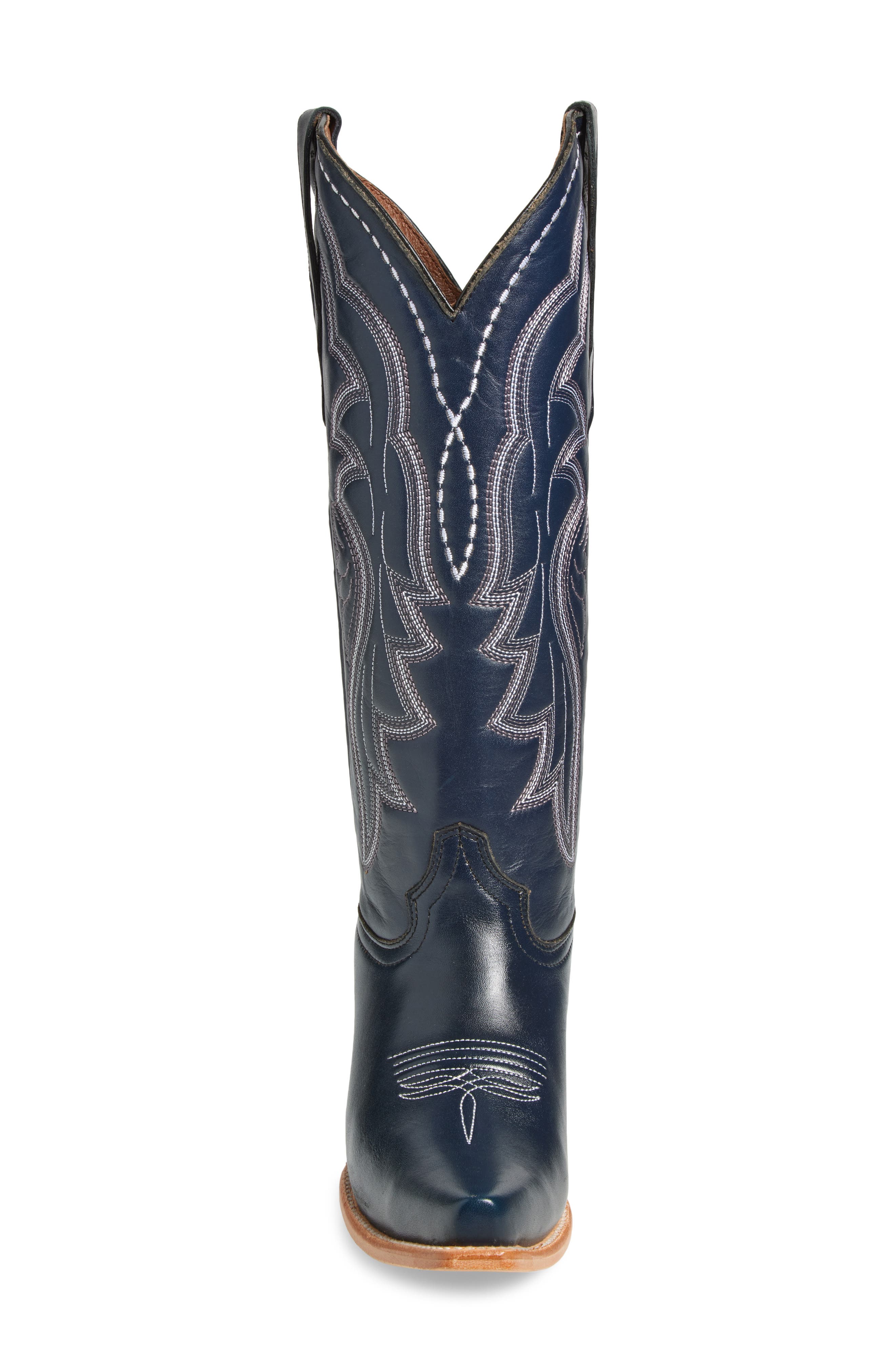 Contrast Embroidery Tall Western Boot, Alternate, color, DARK BLUE