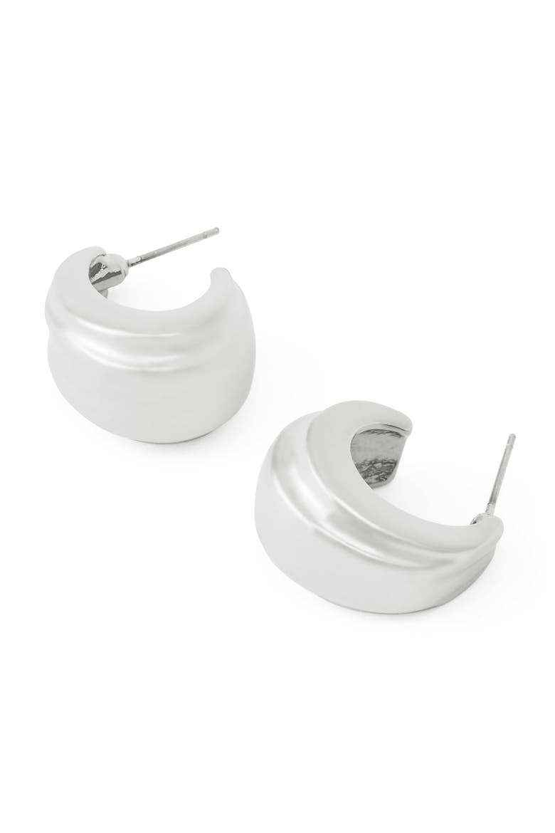 Chubby Huggie Earrings, Alternate, color, SILVER