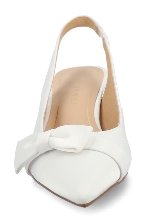 Journee Collection Paloma Slingback Pump In Satin/white