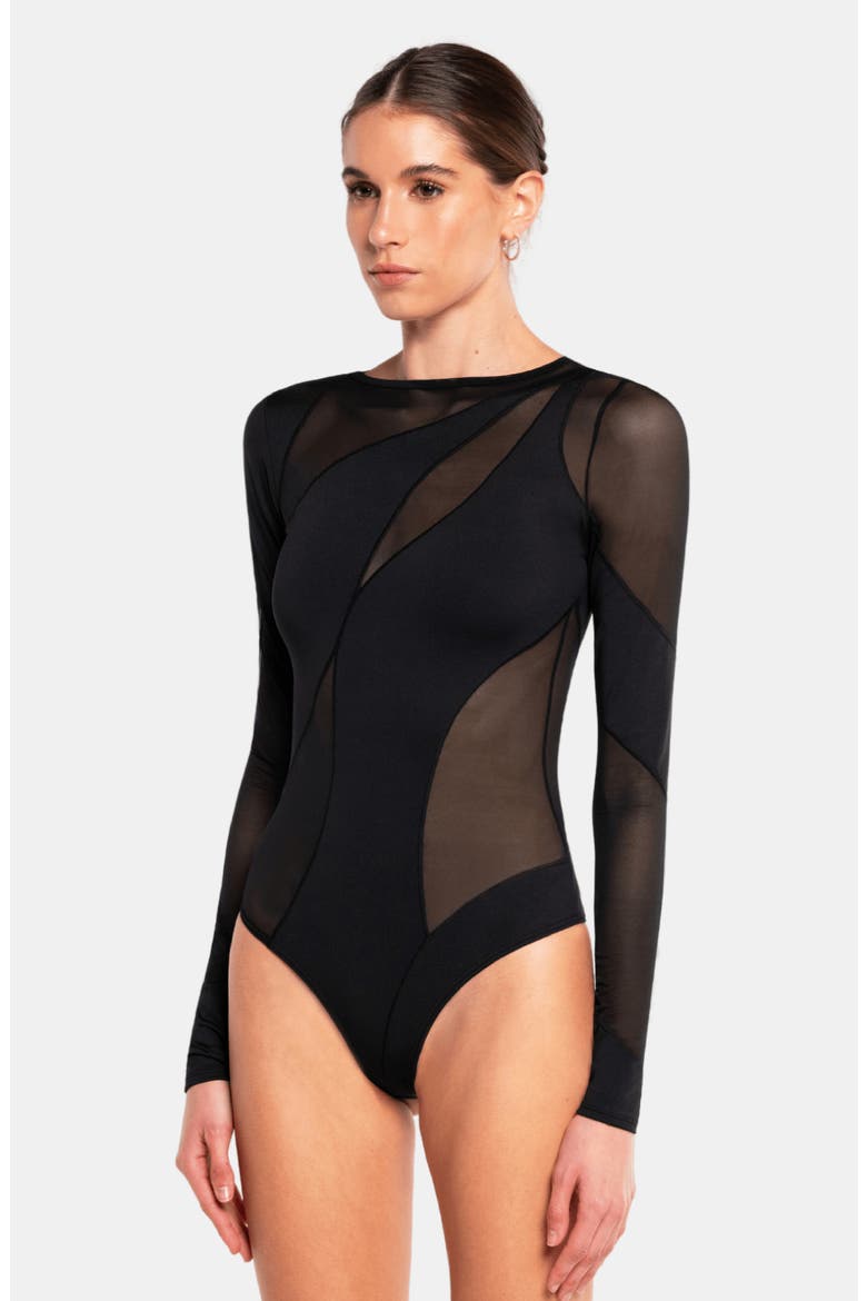 Spiral Bodysuit, Alternate, color, Black