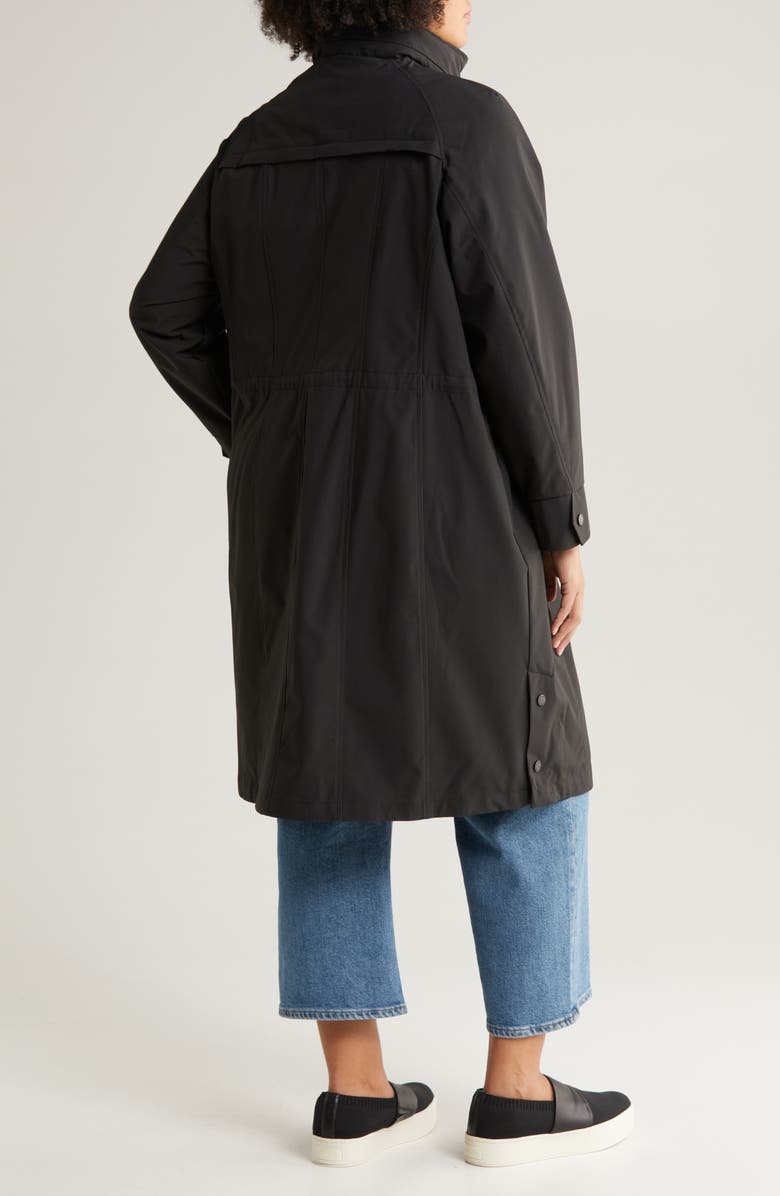 Gallery Water Resistant Hooded Raincoat, Alternate, color, Black