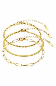 Set of 3 Tarnish Resistant Chain Bracelets