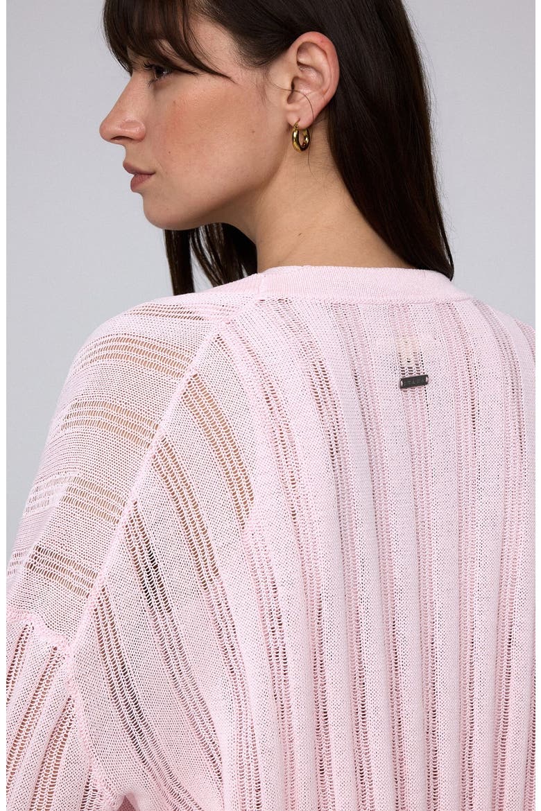 Sumire Open Knit Striped Cardigan, Alternate, color, Light Pink