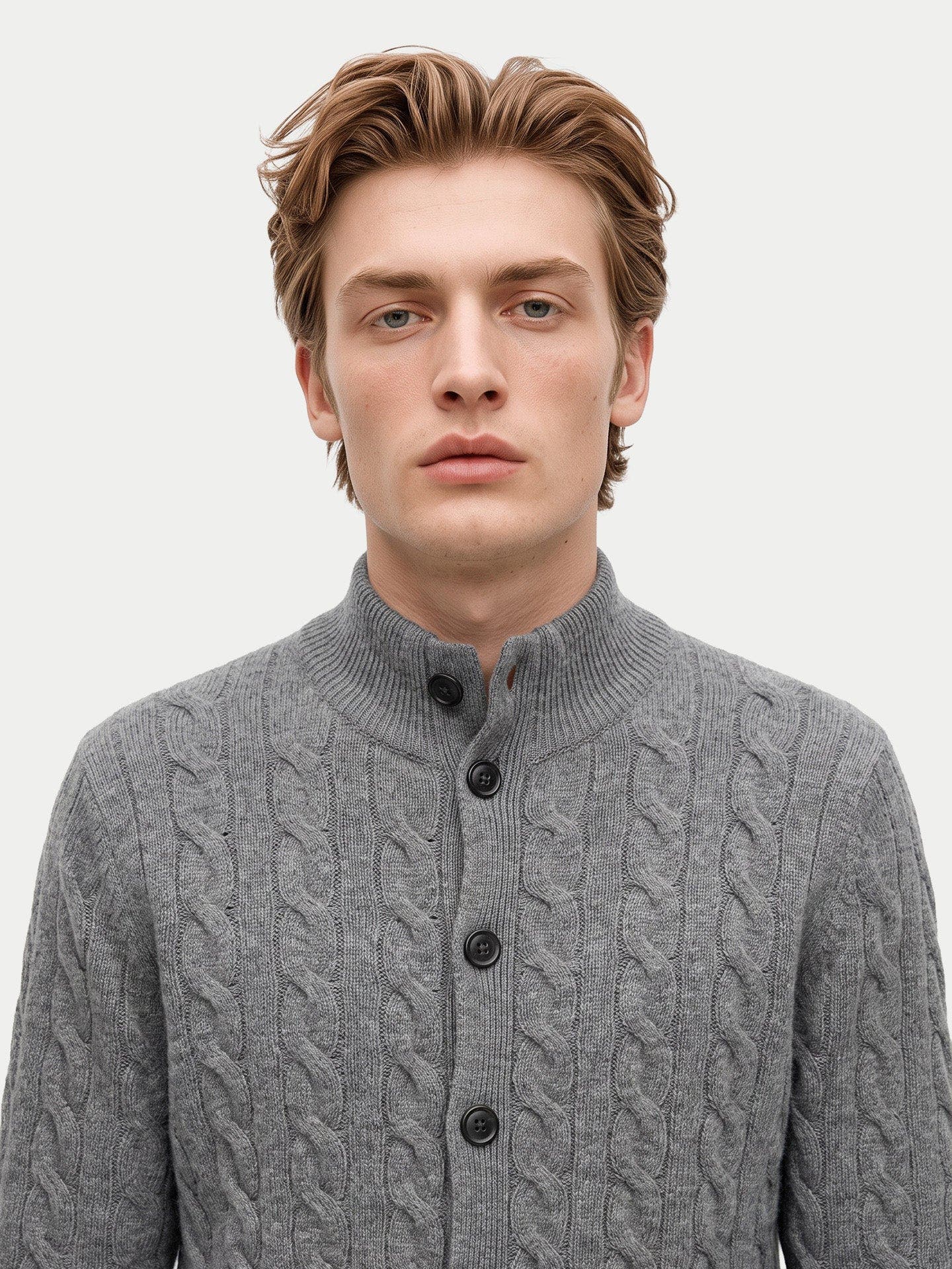 Gobi Cashmere Cashmere Cable-knit High-neck Cardigan (Men) | Nordstrom