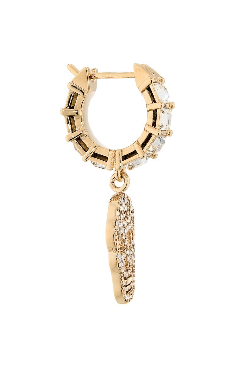 Pavé Skull Hoop Drop Earrings, Alternate, color, PALE GOLD