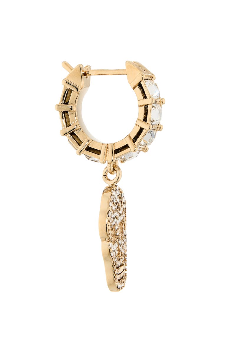 McQueen Pavé Skull Hoop Drop Earrings, Alternate, color, Pale Gold