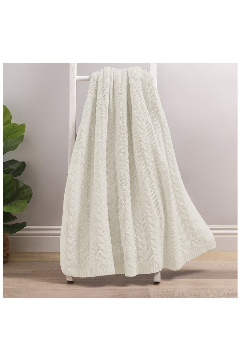 Cable Knit Throw, Alternate, color, IVORY