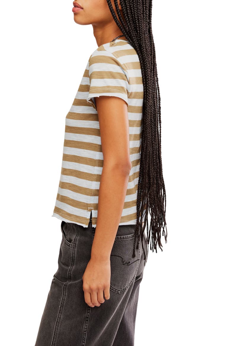 Nora Stripe Linen & Cotton T-Shirt, Alternate, color, MOCHA COMBO