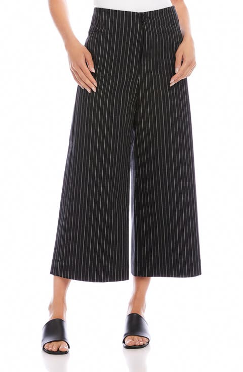 Stripe Wide Leg Crop Pants