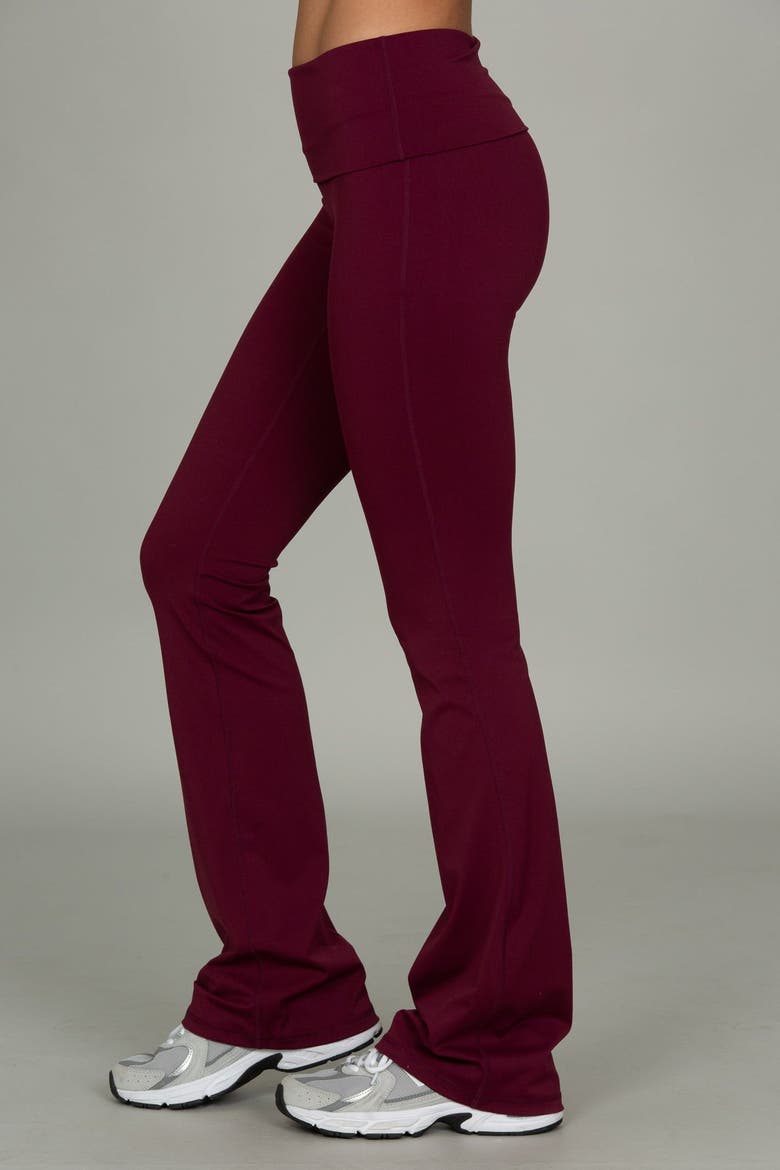Essential Foldover Flare Pant, Alternate, color, Merlot
