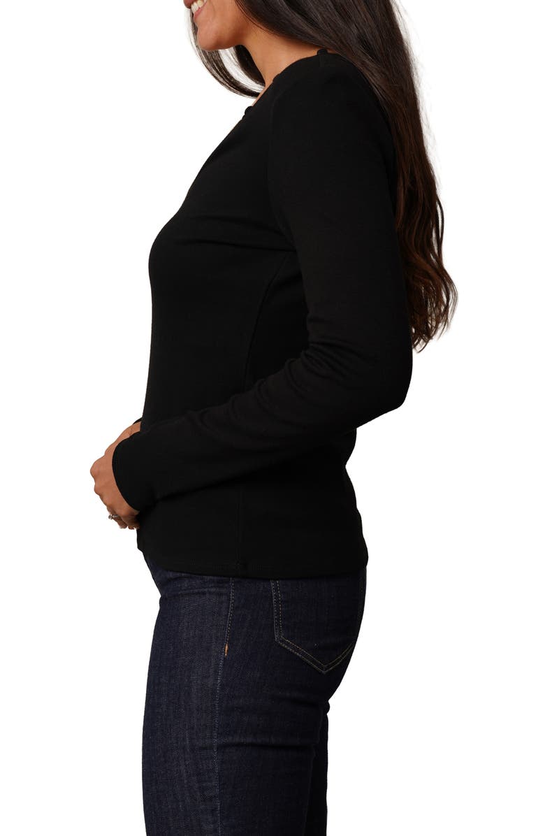 CYRUS Rhinestone Chain V-Neck Top, Alternate, color, Black