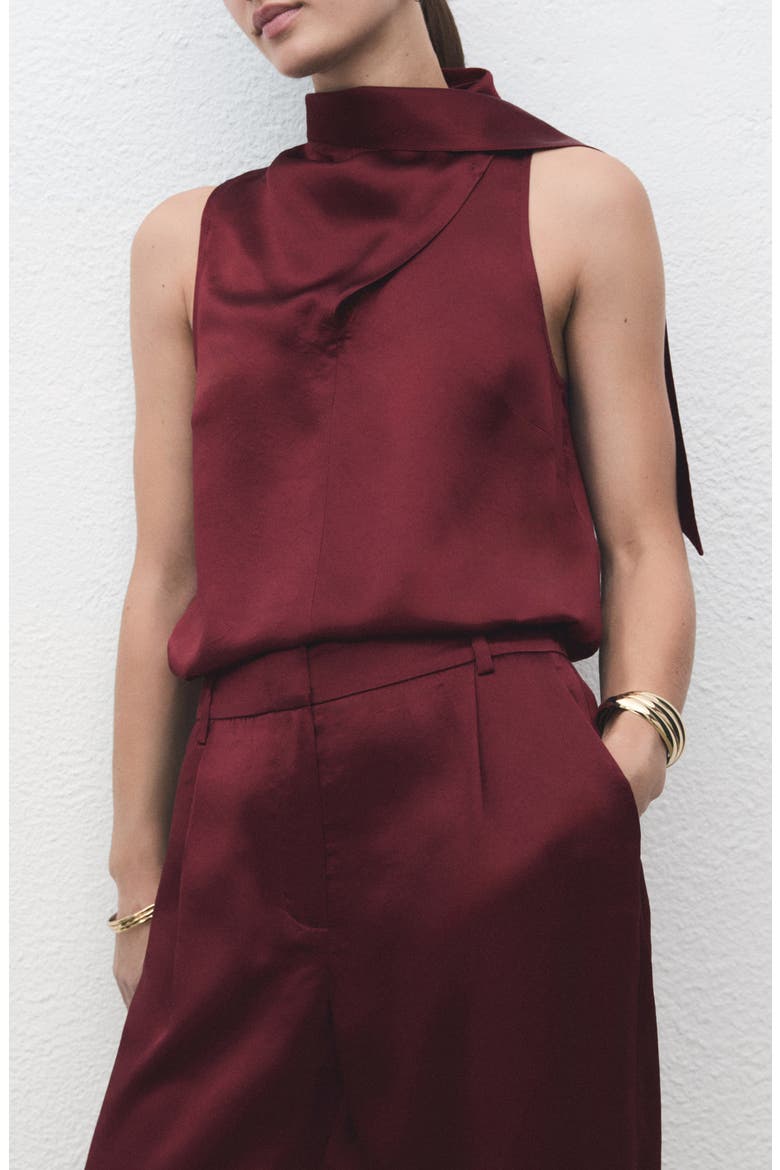 Wide Leg Satin Pants, Alternate, color, RUSSET