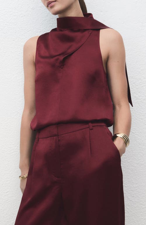 Mango Wide Leg Satin Pants In Brown