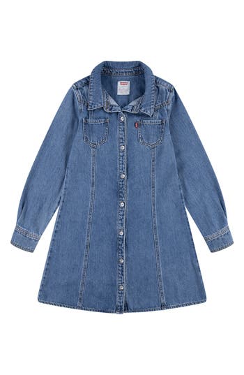 Levi's® Long Sleeve Denim Shirtdress In Blue