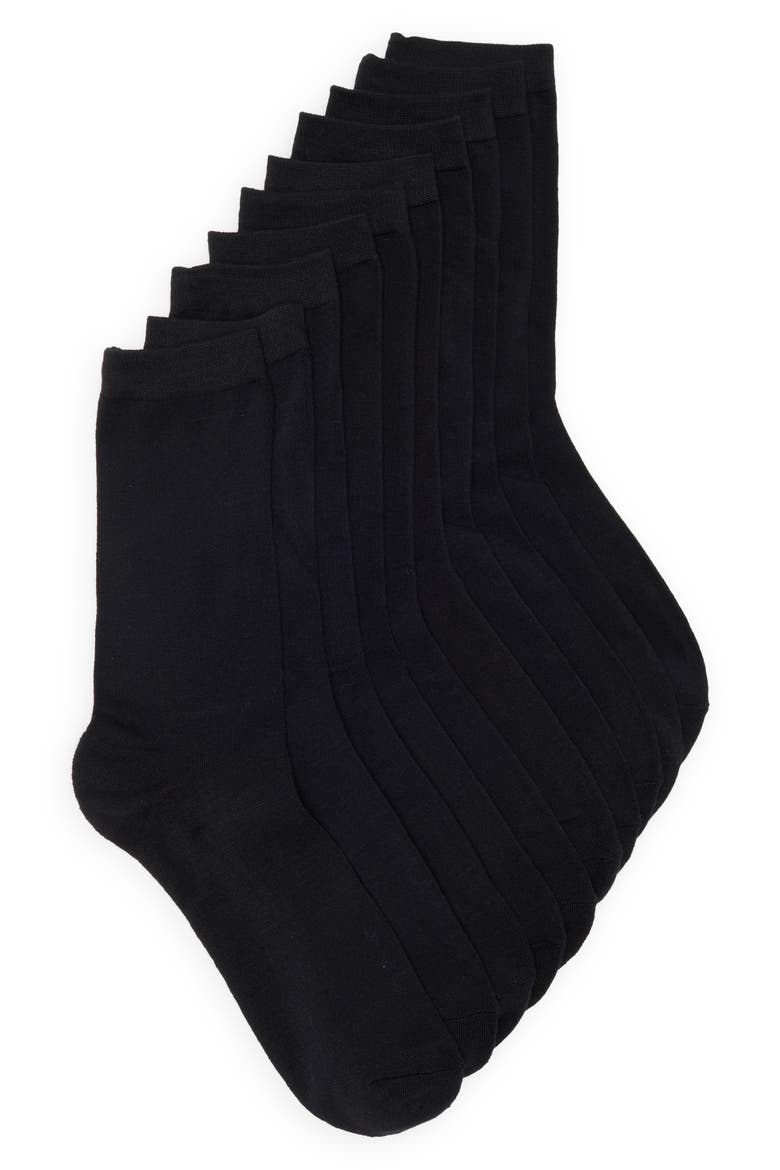 5-Pack Pillow Sole Crew Socks, Main, color, BLACK