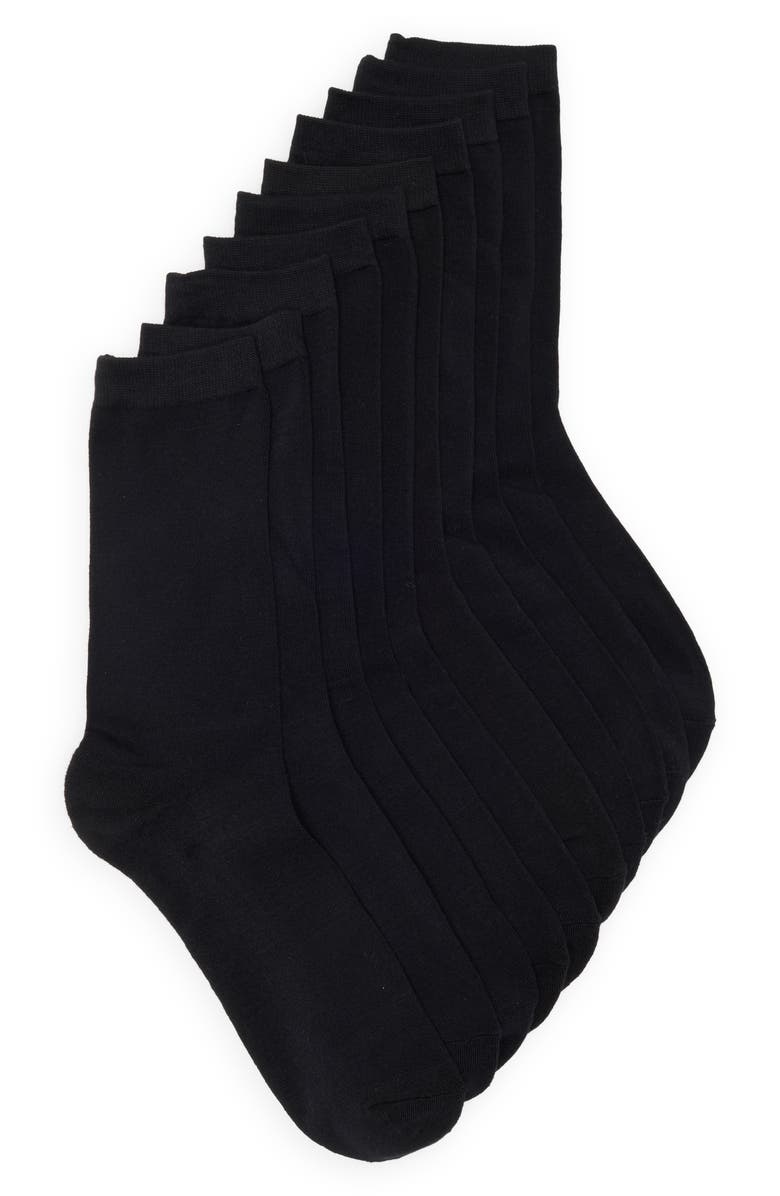 NORDSTROM RACK 5-Pack Pillow Sole Crew Socks, Main, color, Black