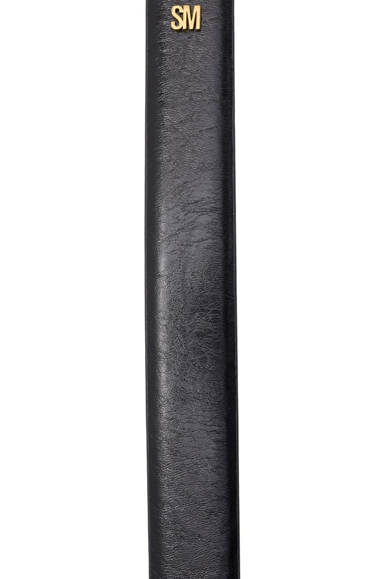 Glossy Teardrop Buckle Belt, Alternate, color, BLACK
