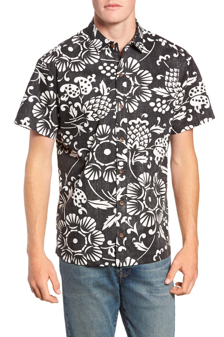 Duke's Pareo Trim Fit Sport Shirt, Main, color, BLACK