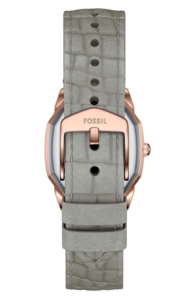 Fossil Harlow Croc Embossed Leather Strap Watch, 27mm, Alternate, color, Grey/ Rose Gold