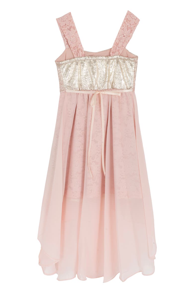 Kids' Floral Lace & Chiffon Dress, Alternate, color, BLUSH