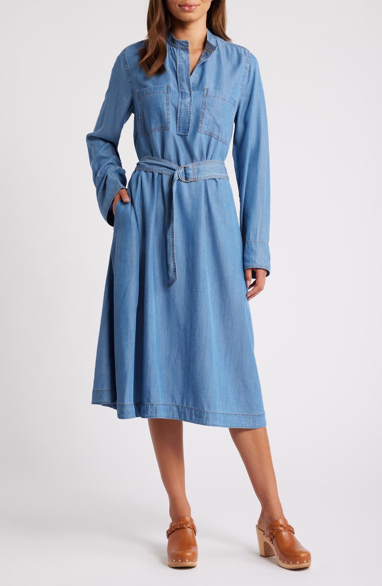 Caslon<sup>®</sup> Long Sleeve Chambray Dress, Main, color,