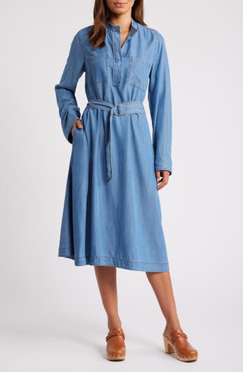 Caslon Long Sleeve Chambray Dress Nordstrom