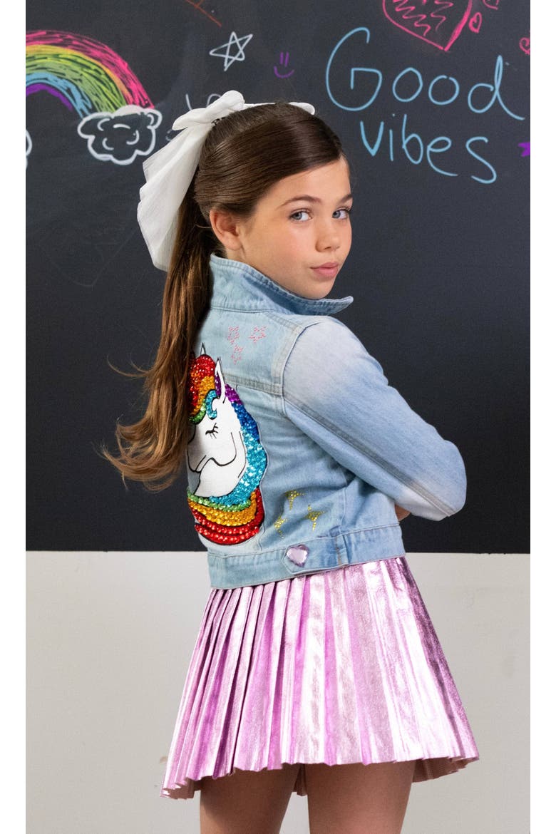Unicorn Queen Denim Jacket, Alternate, color, Light Blue