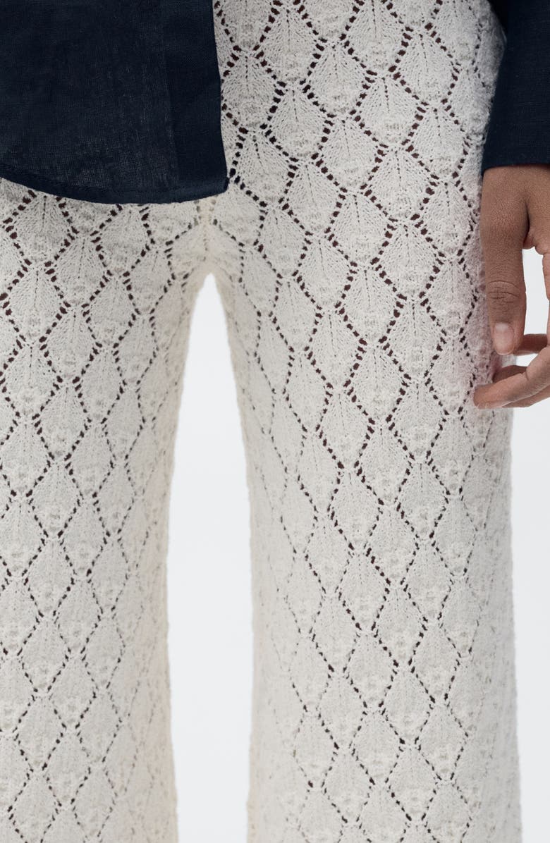 MANGO Openwork Knit Pull-On Straight Leg Pants, Alternate, color, 