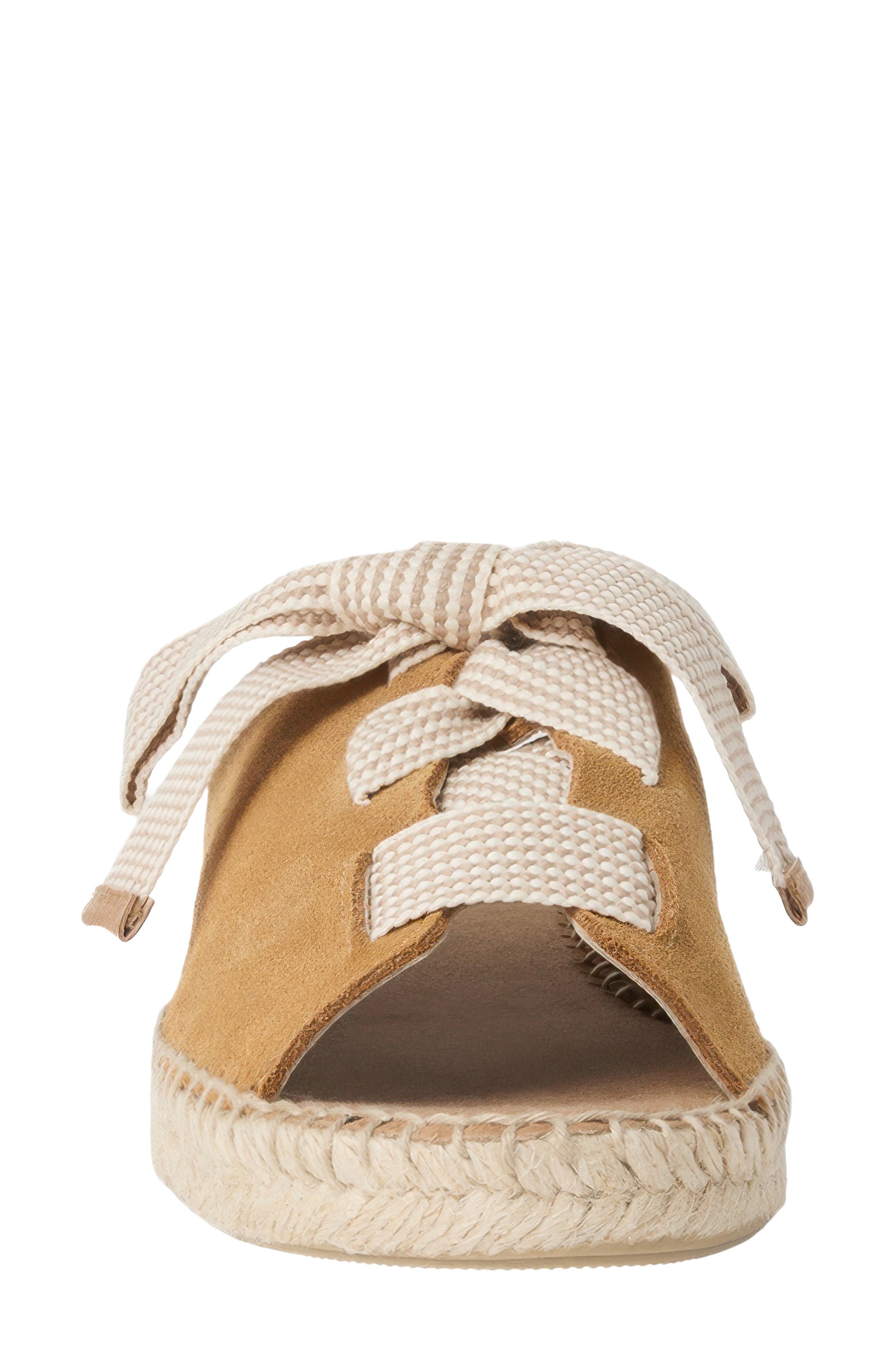 André Assous Cape Espadrille Slide Sandal, Alternate, color, Camel Suede