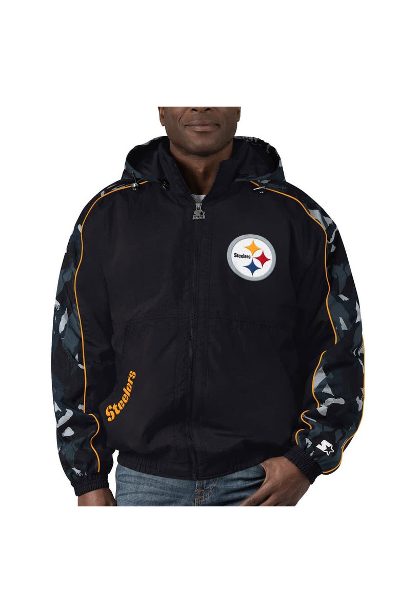 STARTER Men's Starter Black Pittsburgh Steelers Thursday Night Gridiron Full-Zip Hoodie, Main, color, Black