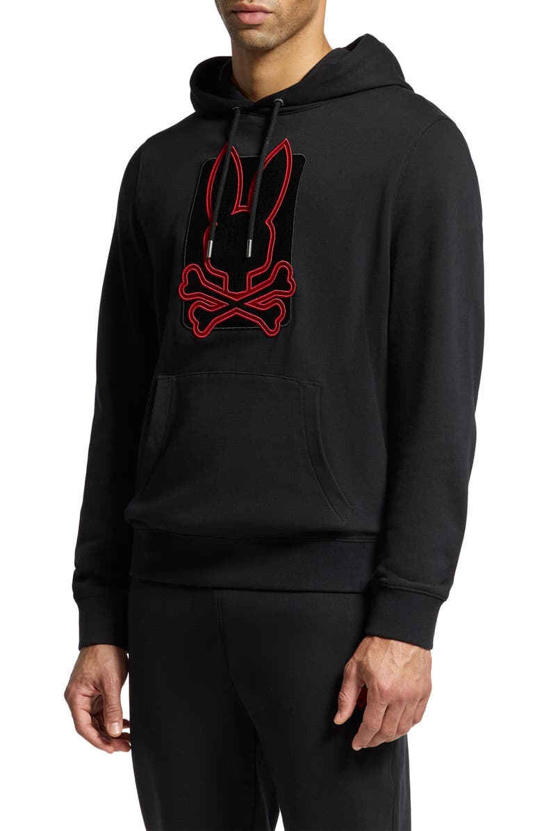 Psycho Bunny Pierce Embroidered Cotton Graphic Hoodie, Alternate, color, 