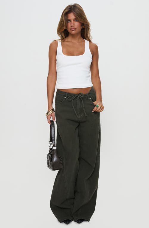 Princess Polly Bruiser Tie Waist Mid Rise Wide Leg Jeans