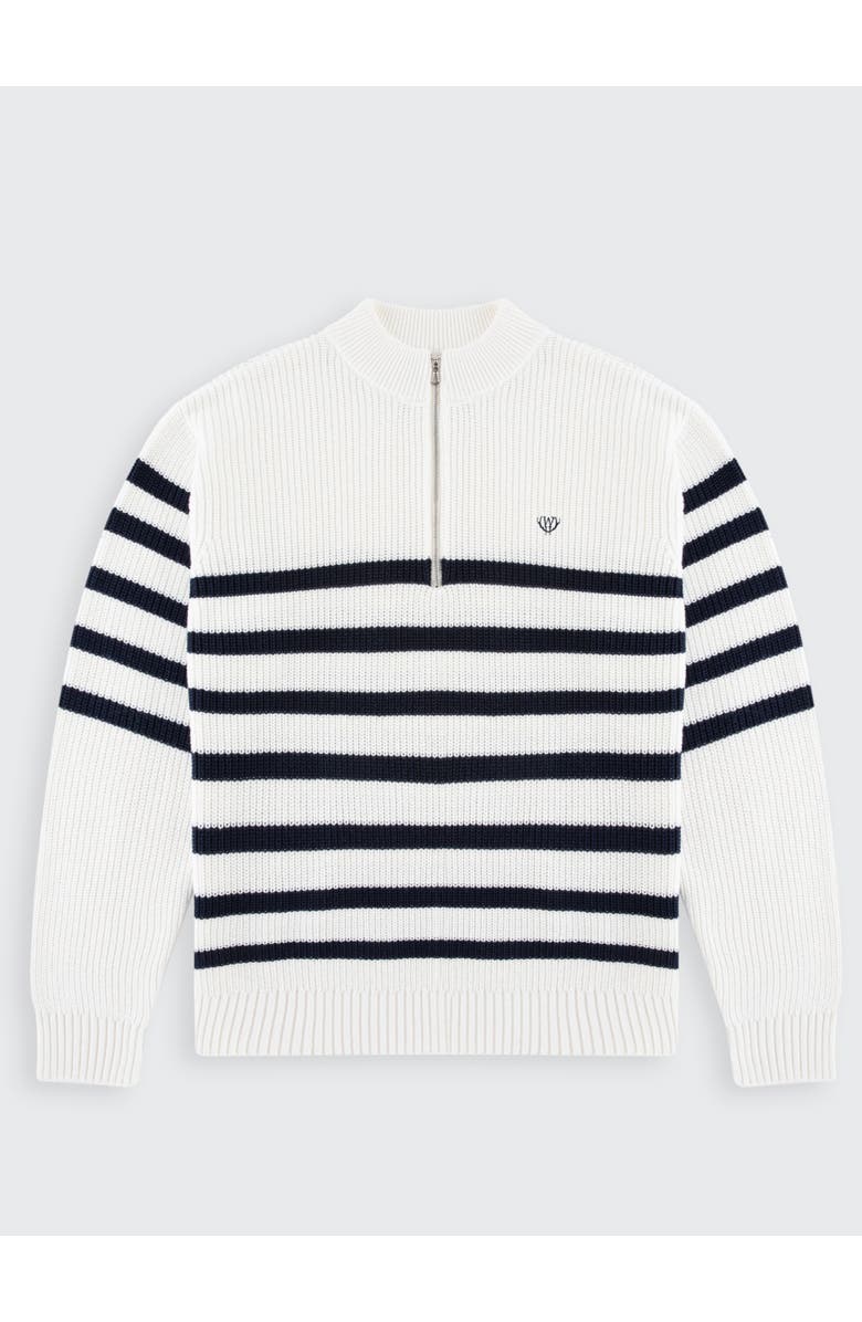 Walker & Hunt Huxley Striped Quarter Zip Sweater, Alternate, color, Off-White